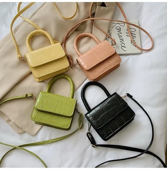 Zarif Kadın PU Deri Mini omuz çantası Rahat Saf Renk Flap Messenger Crossbody Çanta Kadınlar için 2022