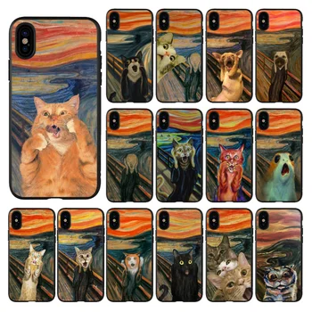 Çığlık Kedi Köpek Sanat Telefon Kılıfı İçin iphone 14 13 11 12 Pro Max Durumda iphone 13 11 Pro XS MAX X XR SE2 8 7 6 Artı